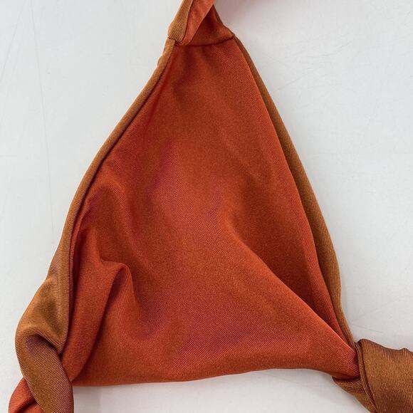 Something Navy Women's Orange Rust Twist Two Toned Bikini Top Size XS - Picture 7 of 8
